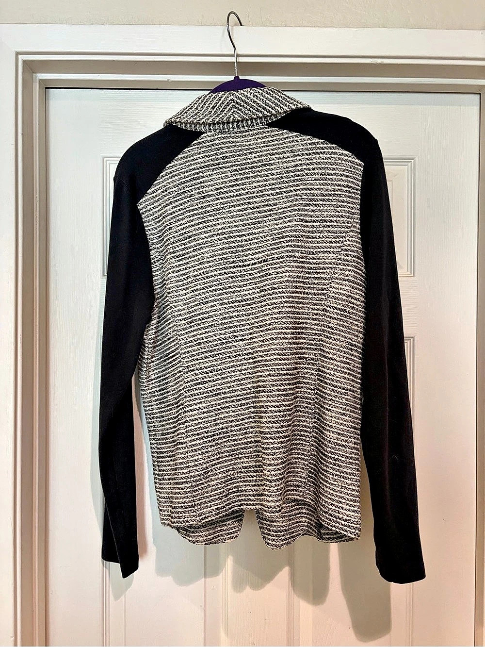Halogen Striped Open Front Cardigan in Black & White Like New - Picture 3 of 5